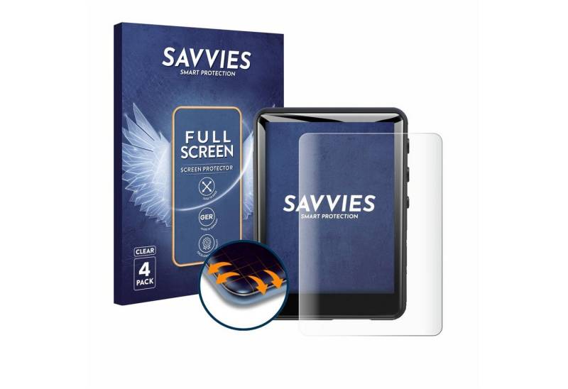 Savvies Full-Cover Schutzfolie für Zaqe MP3 Player M4 (64GB 2,4), Displayschutzfolie, 4 Stück, 3D Curved klar von Savvies