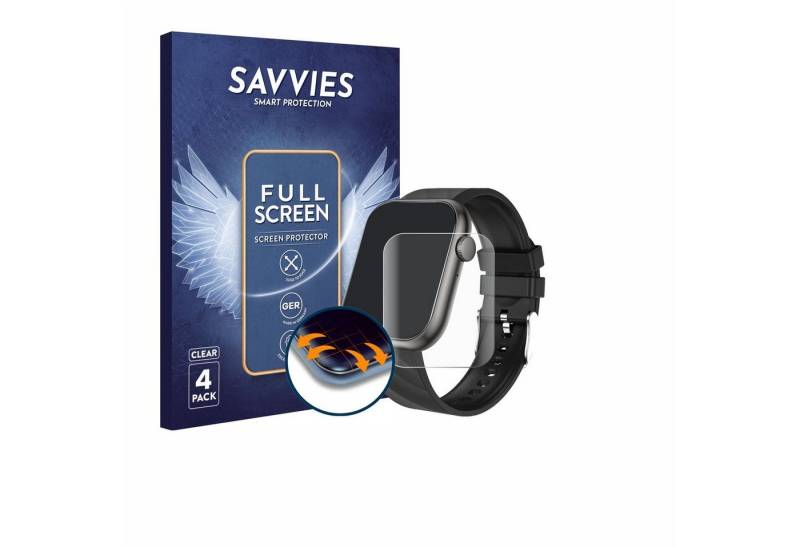 Savvies Full-Cover Schutzfolie für walkbee Smartwatch 1.96, Displayschutzfolie, 4 Stück, 3D Curved klar" von Savvies
