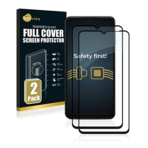 Savvies Full-Cover Schutzglas für Samsung Galaxy A13 5G (2 Stück) Full Screen Echtglas, 9H Härte, Schwarz von Savvies