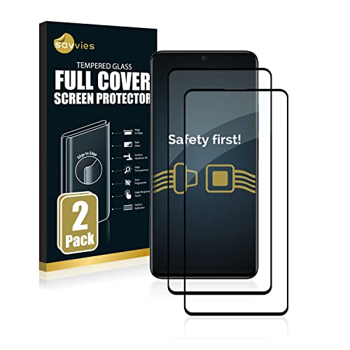 Savvies Full-Cover Schutzglas kompatibel mit Xiaomi Redmi Note 11 Pro+ 5G (2 Stück) Full Screen Echtglas Panzerglasfolie, 9H Härte, Schwarz von Savvies