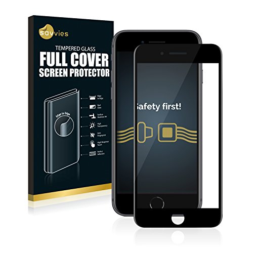 Savvies Full Cover kompatibel mit Apple iPhone 8/7 Schutzglas Full Screen Schutzfolie - vollständige Abdeckung, 3D Curved, 9H Härte, Schwarz von Savvies
