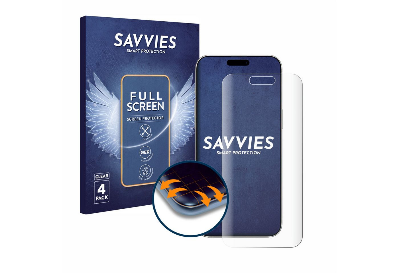 Savvies Displayschutzfolie Fullscreen Schutzfolie für Apple iPhone 16, 4 Stück, Displayschutz Folie Fullcover Klar Transparent Savvies Displayschutzfolie Fullscreen Schutzfolie für Apple iPhone 16, 4 Stück, Displayschutz Folie Fullcover Klar Transparent von Savvies