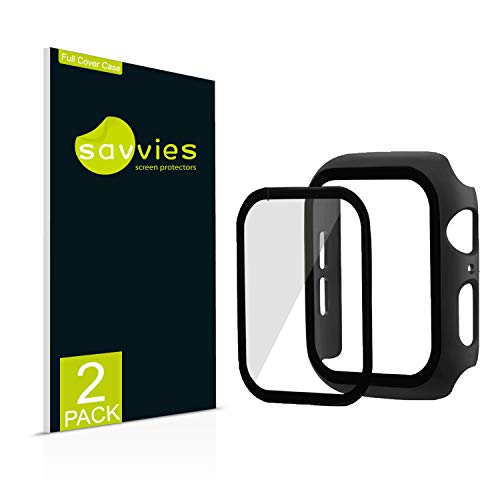 Savvies Hülle mit Schutzglas kompatibel mit Apple Watch SE (40 mm) Case [Full Cover Displayschutz] Schutzhülle (2 Stück) - [Rundumschutz] von Savvies