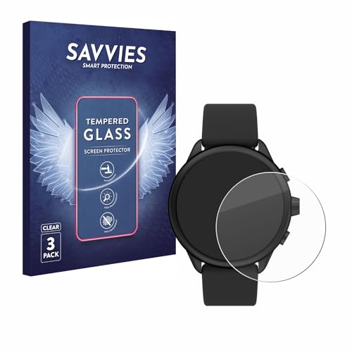 Savvies Panzer Schutz Glas für Fossil Smartwatch Wellness (Gen 6) Hybrid (3 Stück) 9H Hartglas, Anti-Fingerprint, Displayschutz von Savvies