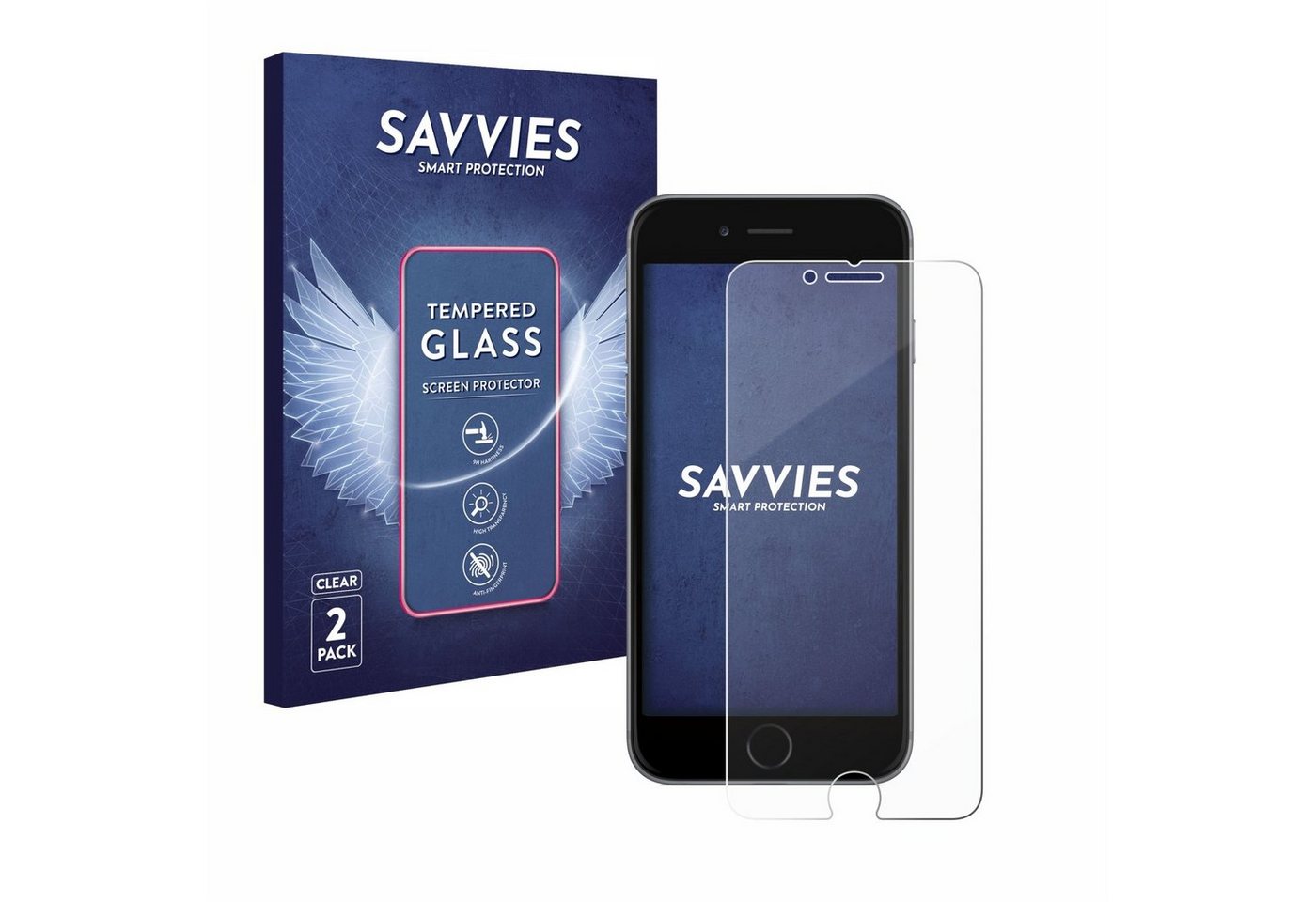 Savvies Panzerglas für Apple iPhone 6S, Displayschutzglas, 2 Stück, Schutzglas Echtglas 9H Härte klar Anti-Fingerprint von Savvies