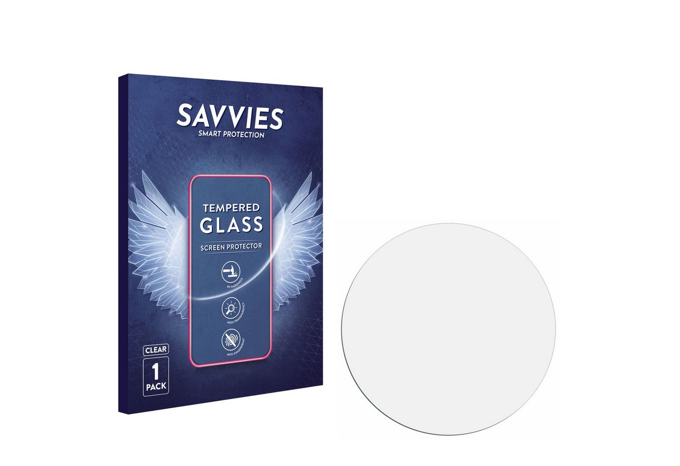 Savvies Panzerglas für Claptic Smartwatch, Displayschutzglas, Schutzglas Echtglas 9H Härte klar Anti-Fingerprint von Savvies