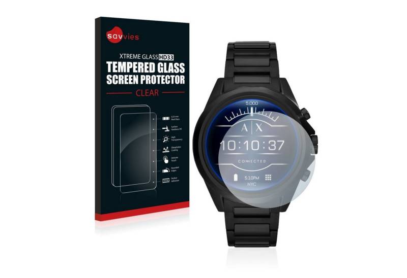 Savvies Displayschutzglas Schutzglas für Emporio Armani Exchange Smartwatch AXT2002, 1 Stück, Displayschutz 9H Glas Klar Transparent von Savvies