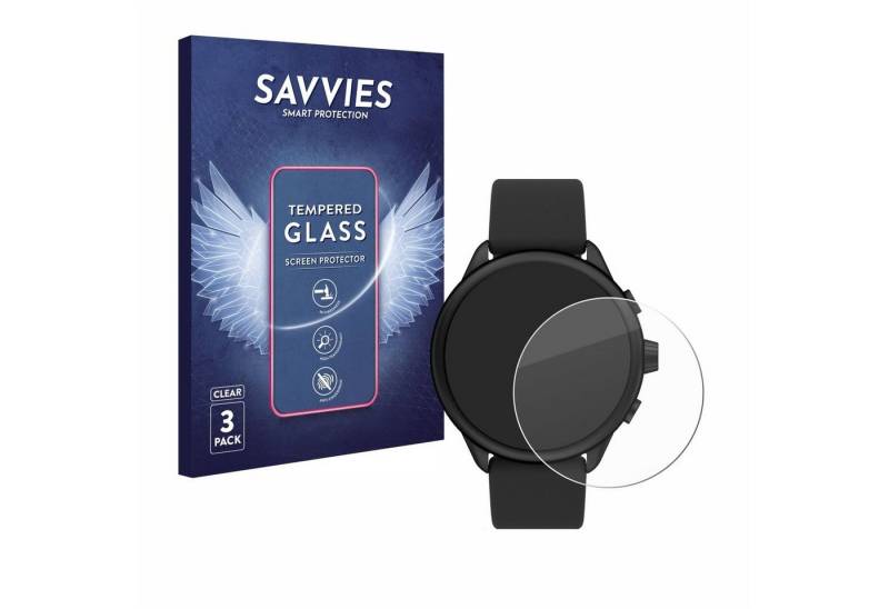 Savvies Panzerglas für Fossil Smartwatch Wellness (Gen 6) Hybrid, Displayschutzglas, 3 Stück, Schutzglas Echtglas 9H Härte klar Anti-Fingerprint von Savvies