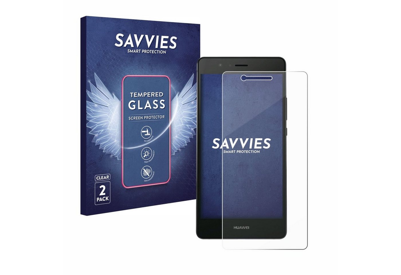 Savvies Panzerglas für Huawei P9 Lite 2016, Displayschutzglas, 2 Stück, Schutzglas Echtglas 9H Härte klar Anti-Fingerprint von Savvies