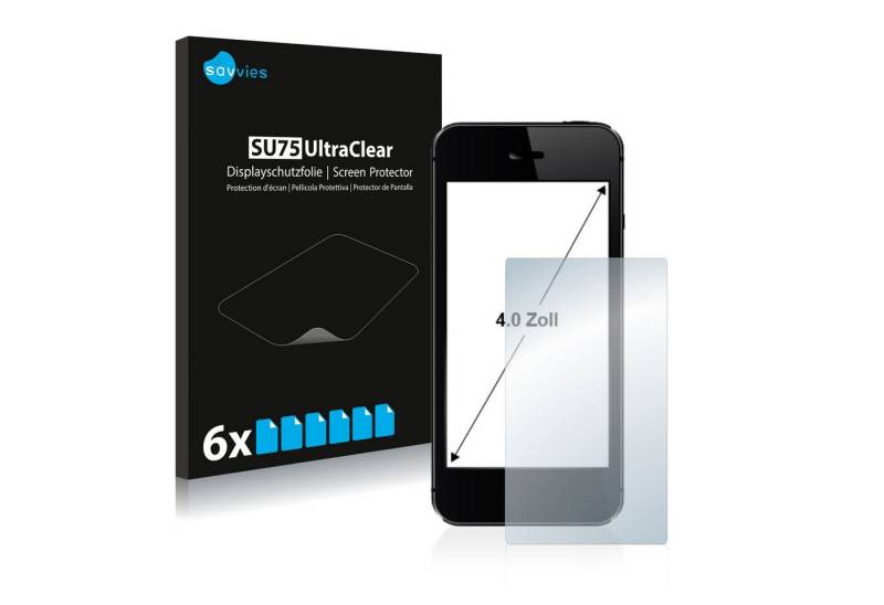 Savvies Displayschutzfolie Schutzfolie für 10.2 cm (4 Zoll) [89 x 50.2 mm], 6 Stück, Displayschutz Schutz Folie Klar Transparent von Savvies