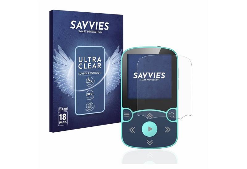 Savvies Schutzfolie für AGPtek A65X MP3 Player with clip, Displayschutzfolie, 18 Stück, Folie klar von Savvies