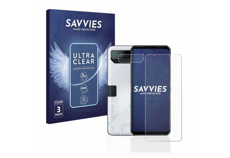 Savvies Schutzfolie für ASUS ROG Phone 7 Ultimate (Display+Kamera), Displayschutzfolie, 6 Stück, Folie klar von Savvies