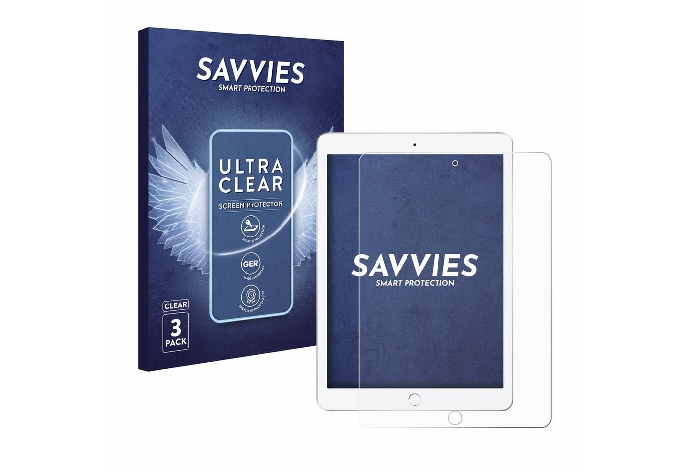 Savvies Schutzfolie für Apple iPad 9.7 2018 (6. Gen), Displayschutzfolie, 3 Stück, Folie klar" von Savvies