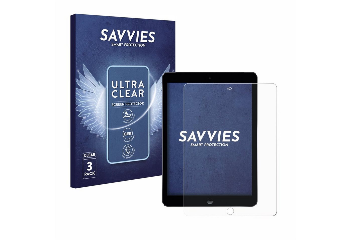Savvies Schutzfolie für Apple iPad Air 2 2014, Displayschutzfolie, 3 Stück, Folie klar von Savvies