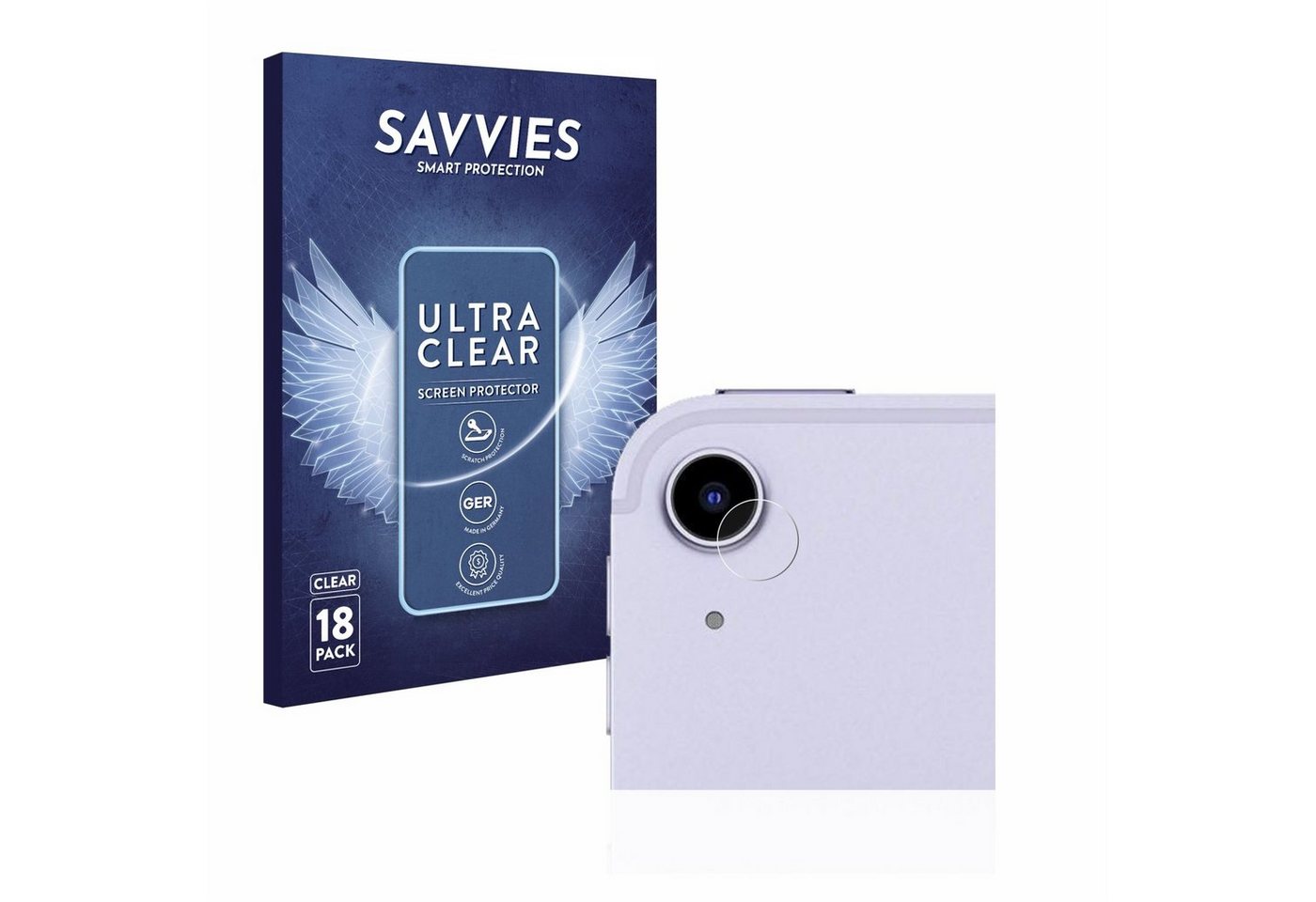 Savvies Schutzfolie für Apple iPad Air 5 WiFi 2022 (NUR Kameraschutz, 5. Gen), Displayschutzfolie, 18 Stück, Folie klar von Savvies
