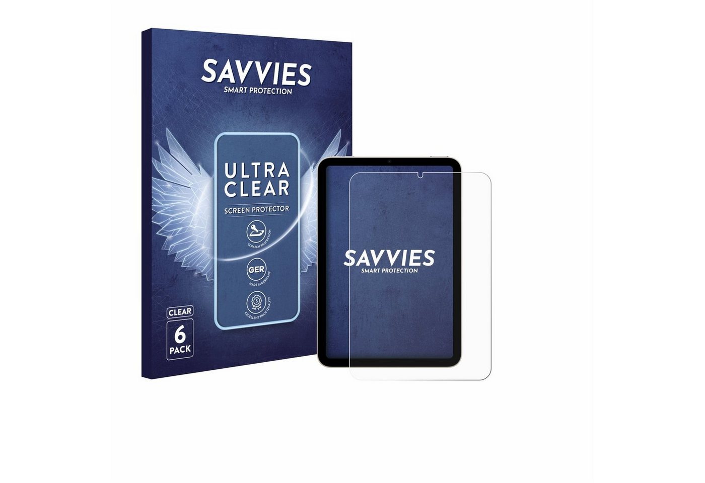 Savvies Schutzfolie für Apple iPad Mini 6 WiFi 2021, Displayschutzfolie, 6 Stück, Folie klar von Savvies