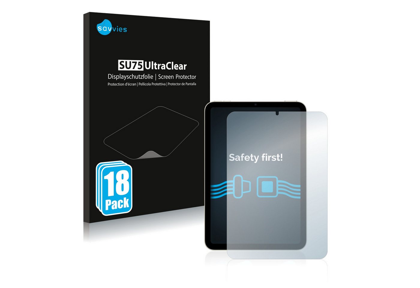 Savvies Schutzfolie für Apple iPad Mini 6 WiFi Cellular 2021, Displayschutzfolie, 18 Stück, Folie klar von Savvies