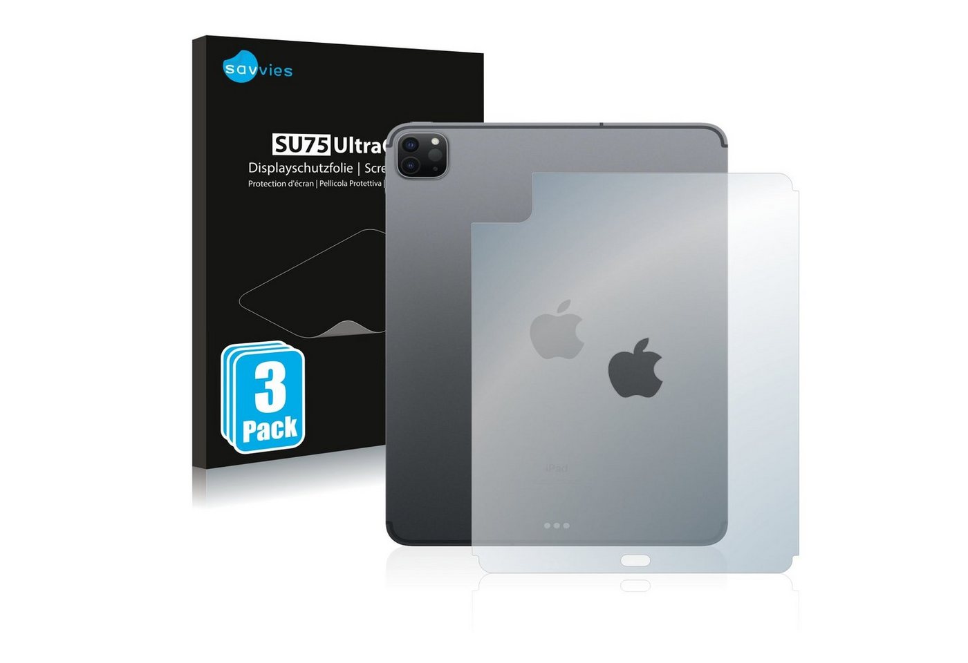 Savvies Schutzfolie für Apple iPad Pro 11 WiFi Cellular 2020 (Rückseite, 2. Gen), Displayschutzfolie, 3 Stück, Folie klar" von Savvies