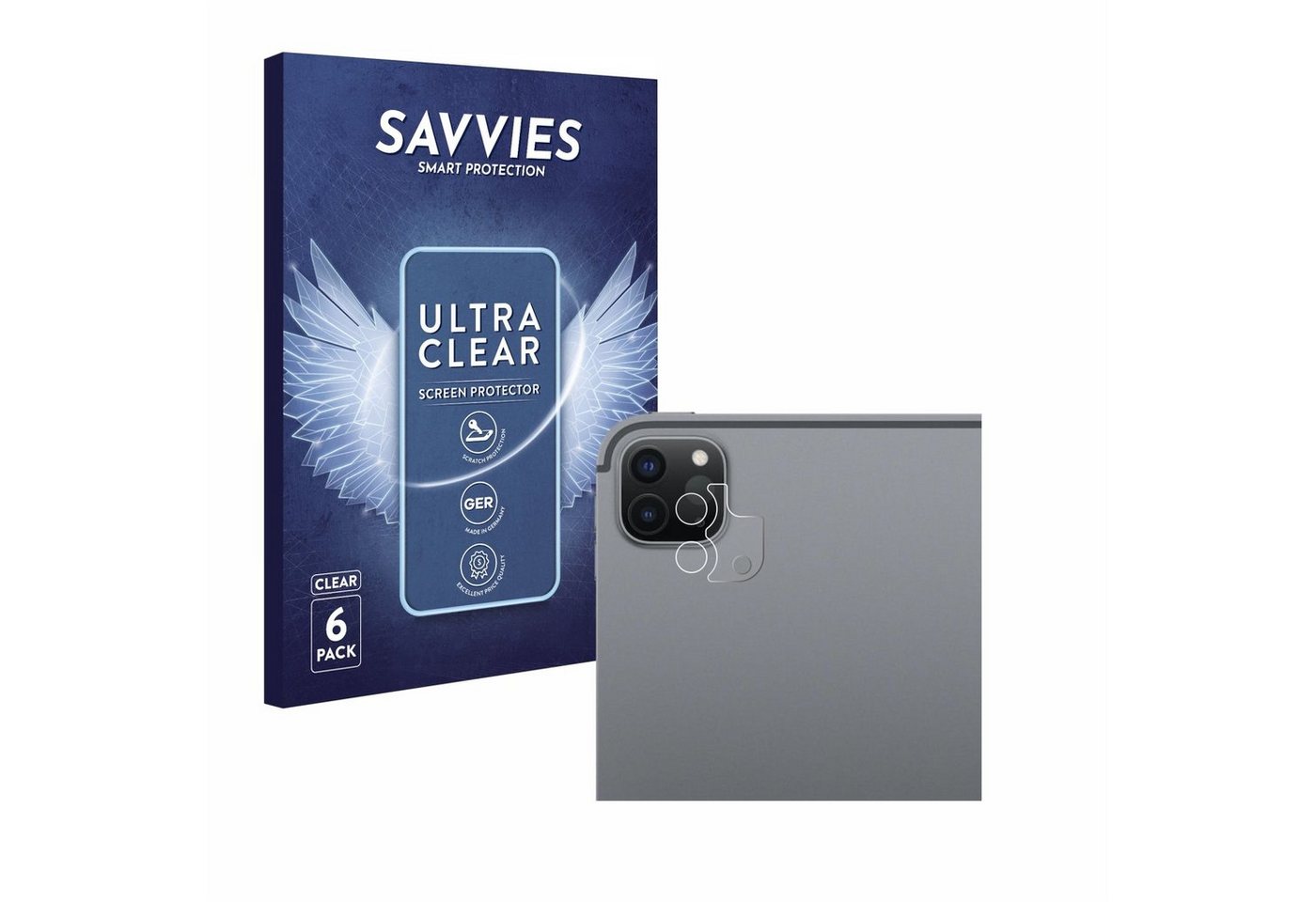 Savvies Schutzfolie für Apple iPad Pro 11 WiFi Cellular 2021 (NUR Kameraschutz, 3. Gen), Displayschutzfolie, 6 Stück, Folie klar" von Savvies