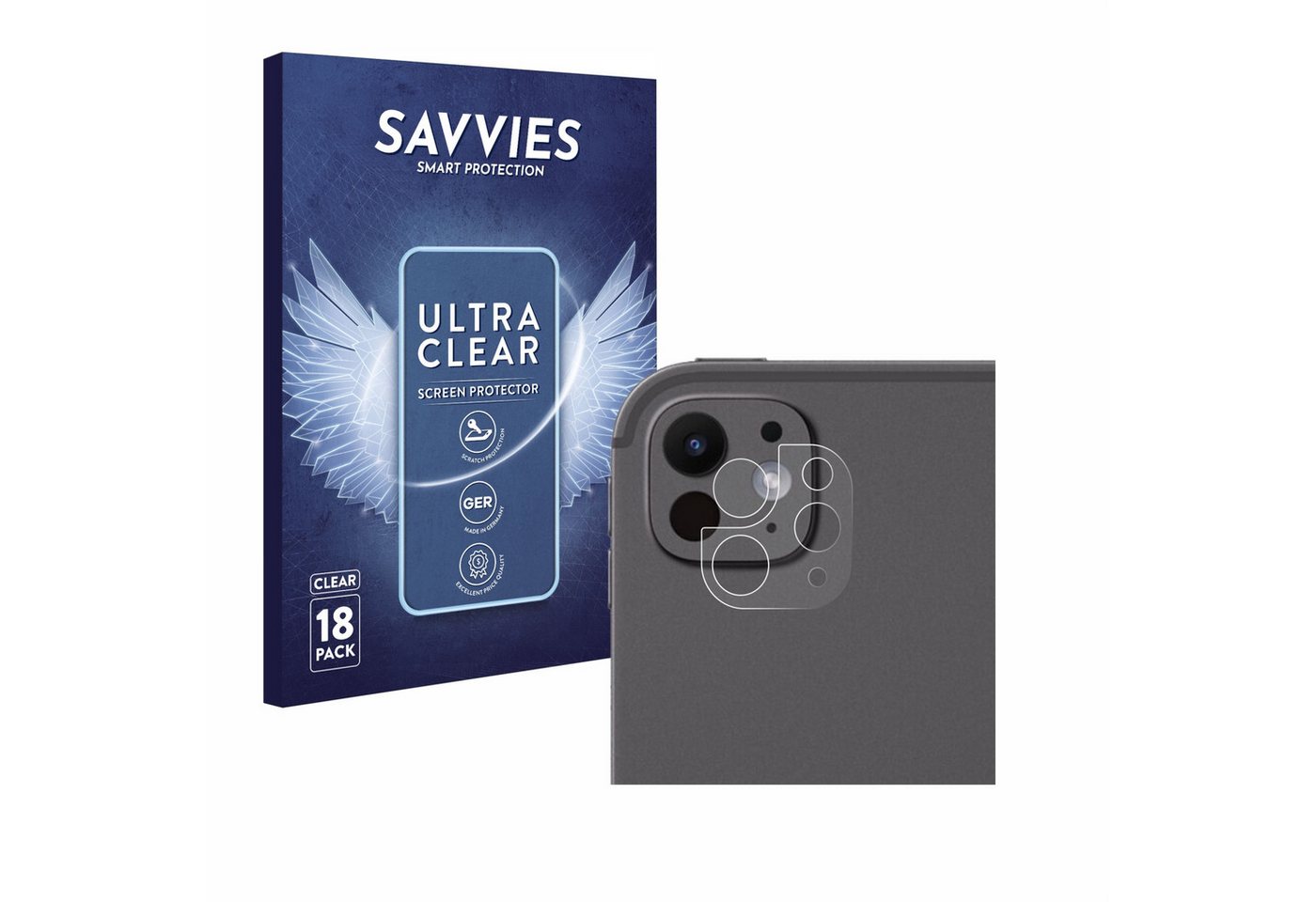 Savvies Schutzfolie für Apple iPad Pro 13 WiFi 2024 (NUR Kameraschutz), Displayschutzfolie, 18 Stück, Folie klar" von Savvies