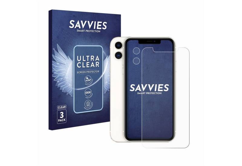 Savvies Schutzfolie für Apple iPhone 11 (Display+Kamera), Displayschutzfolie, 6 Stück, Folie klar von Savvies