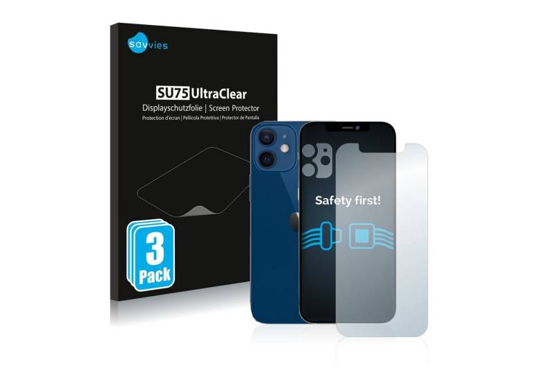 Savvies Displayschutzfolie Schutzfolie für Apple iPhone 12 (Display+Kamera), 6 Stück, Displayschutz Schutz Folie Klar Transparent von Savvies