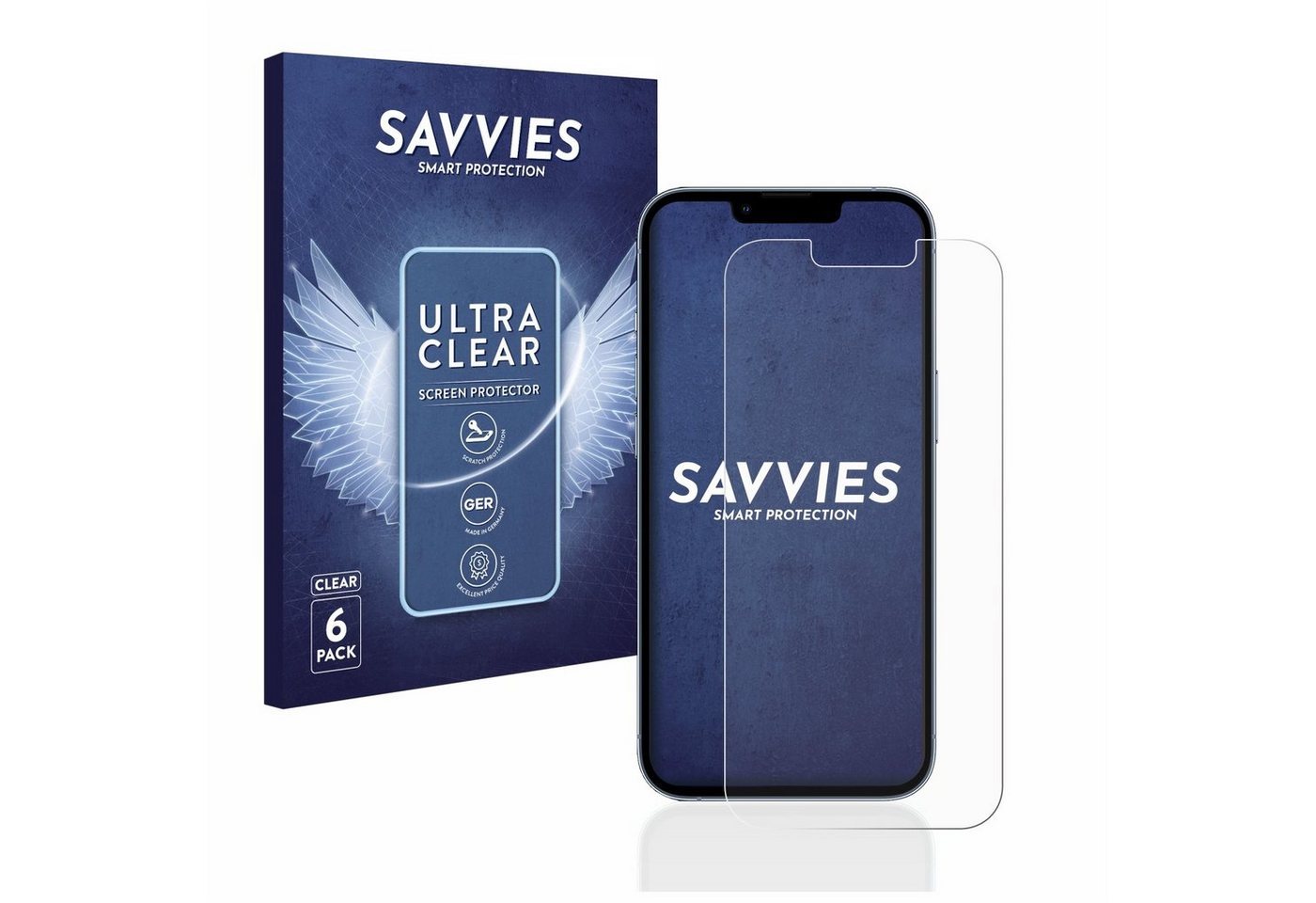 Savvies Schutzfolie für Apple iPhone 13 Pro, Displayschutzfolie, 6 Stück, Folie klar von Savvies