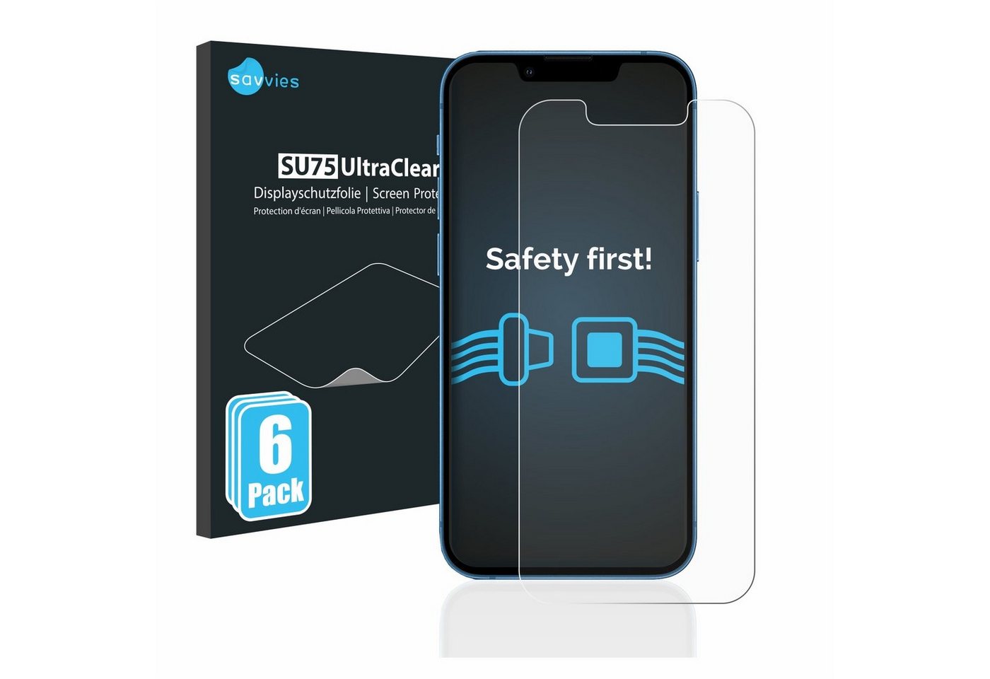 Savvies Displayschutzfolie Schutzfolie für Apple iPhone 13 mini, 6 Stück, Displayschutz Schutz Folie Klar Transparent Savvies Displayschutzfolie Schutzfolie für Apple iPhone 13 mini, 6 Stück, Displayschutz Schutz Folie Klar Transparent von Savvies