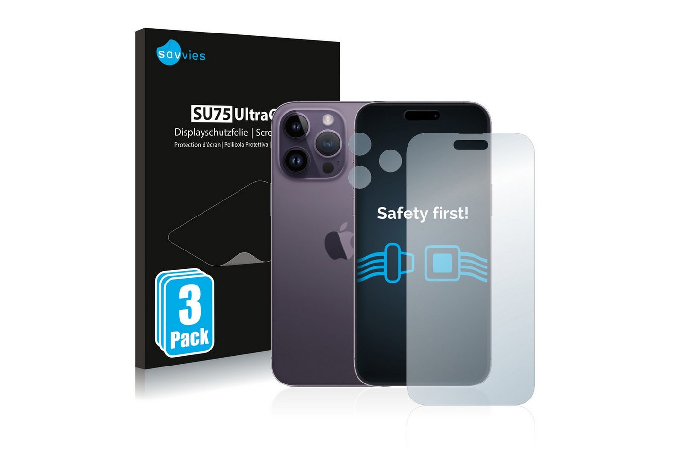 Savvies Displayschutzfolie Schutzfolie für Apple iPhone 14 Pro Max (Display+Kamera), 6 Stück, Displayschutz Schutz Folie Klar Transparent von Savvies
