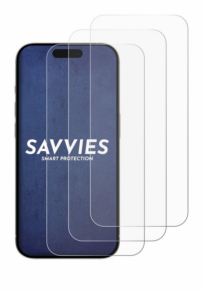 Savvies Schutzfolie für Apple iPhone 15 Pro, Displayschutzfolie, 6 Stück, Folie klar von Savvies