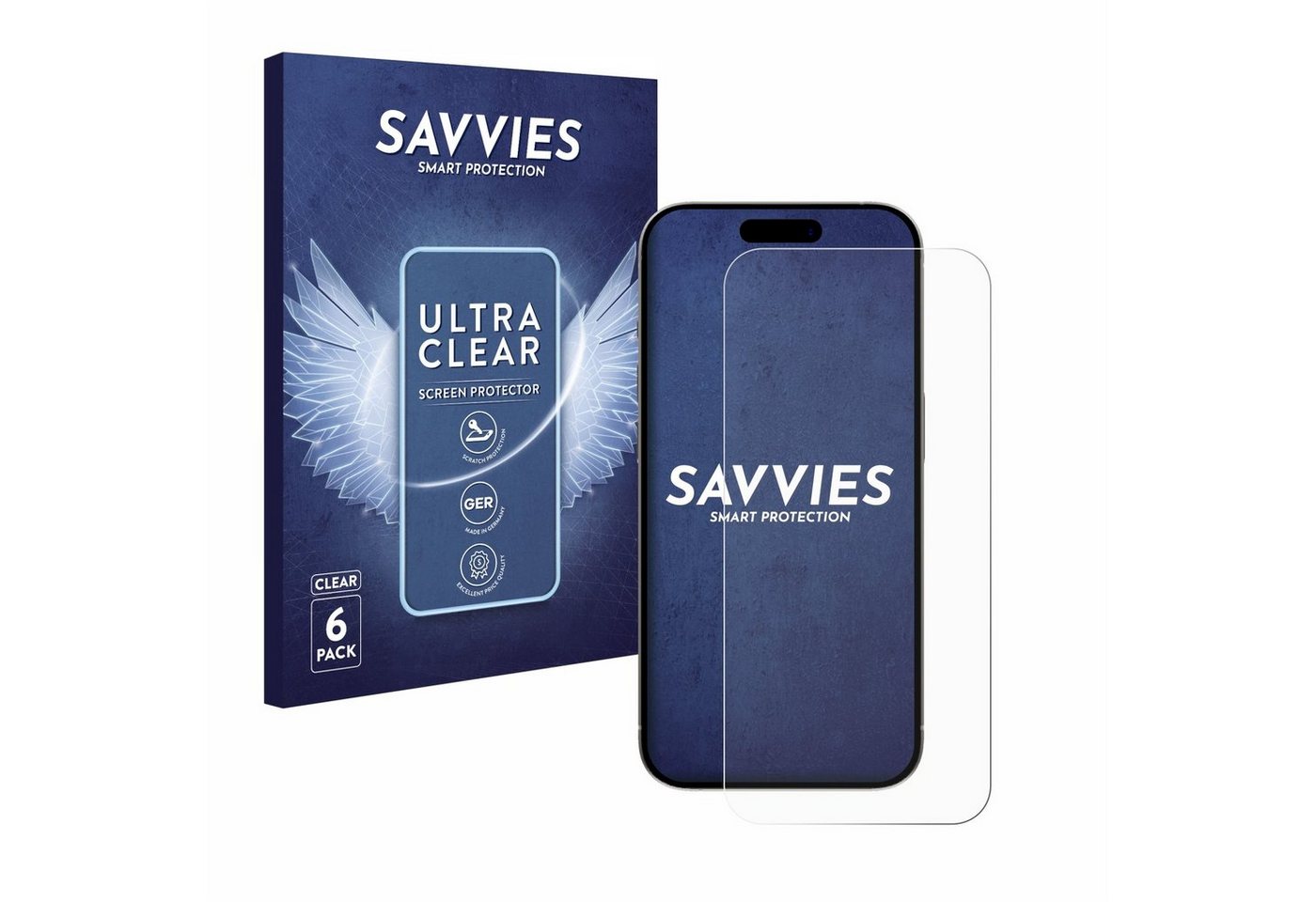 Savvies Displayschutzfolie Schutzfolie für Apple iPhone 15 Pro, 6 Stück, Displayschutz Schutz Folie Klar Transparent Savvies Displayschutzfolie Schutzfolie für Apple iPhone 15 Pro, 6 Stück, Displayschutz Schutz Folie Klar Transparent von Savvies