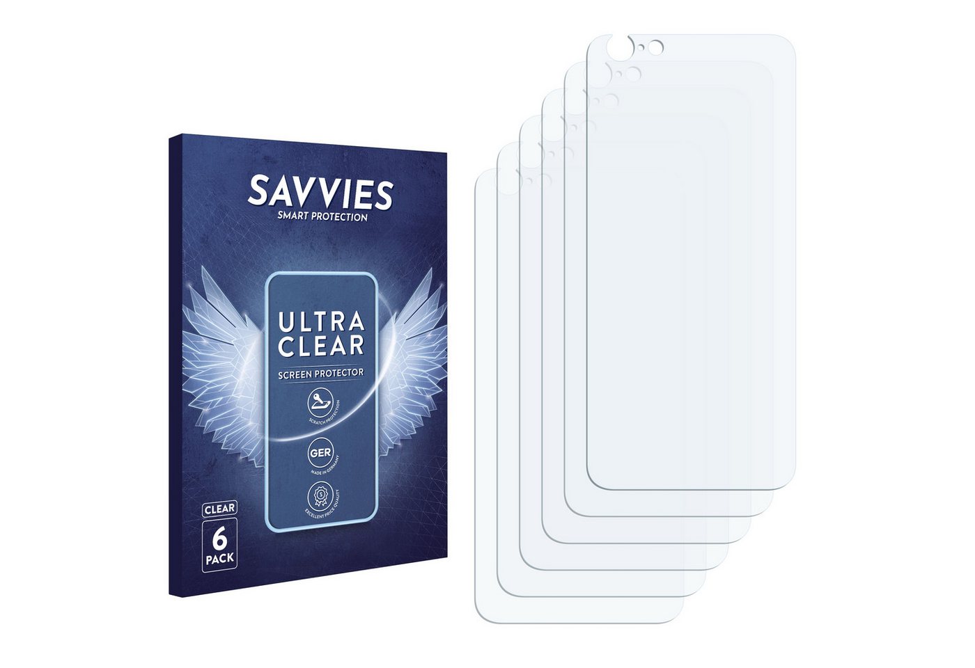 Savvies Schutzfolie für Apple iPhone 6 Rückseite (gesamte Fläche), Displayschutzfolie, 6 Stück, Folie klar von Savvies
