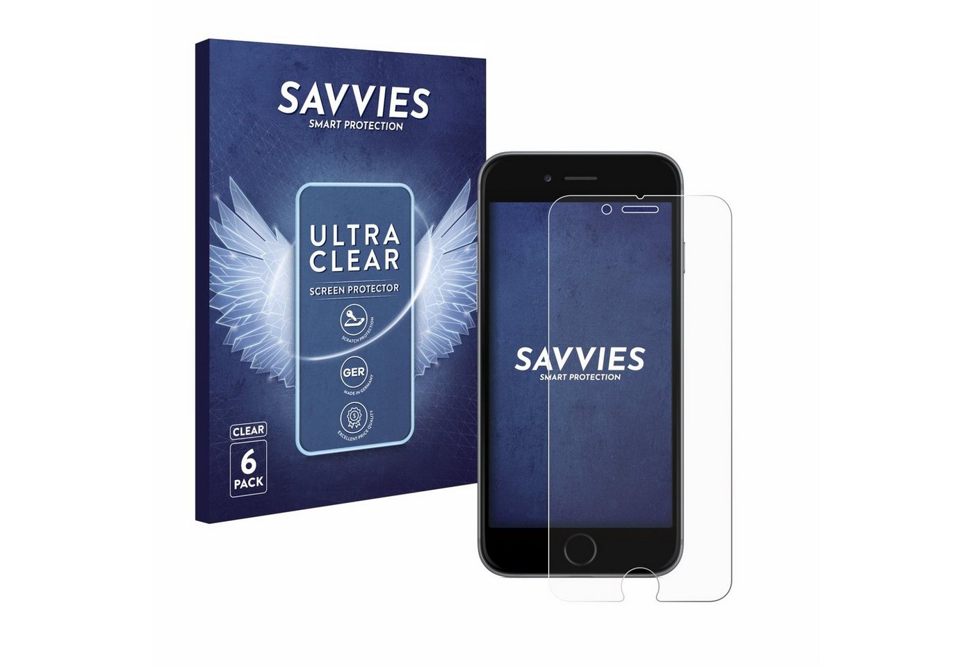 Savvies Schutzfolie für Apple iPhone 6S, Displayschutzfolie, 6 Stück, Folie klar von Savvies
