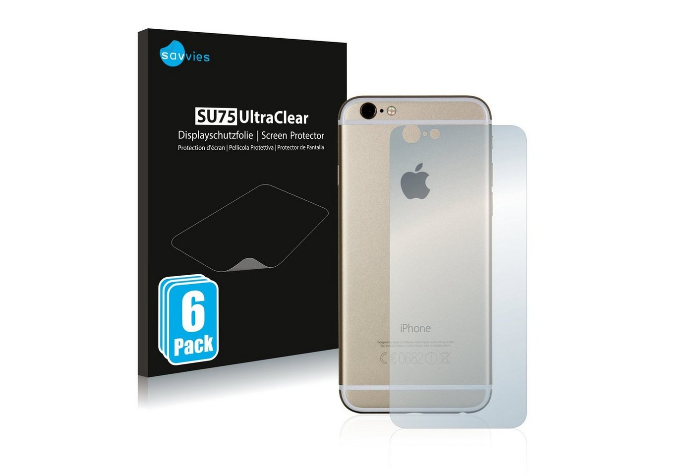 Savvies Schutzfolie für Apple iPhone 6S Rückseite (gesamte Fläche), Displayschutzfolie, 6 Stück, Folie klar von Savvies