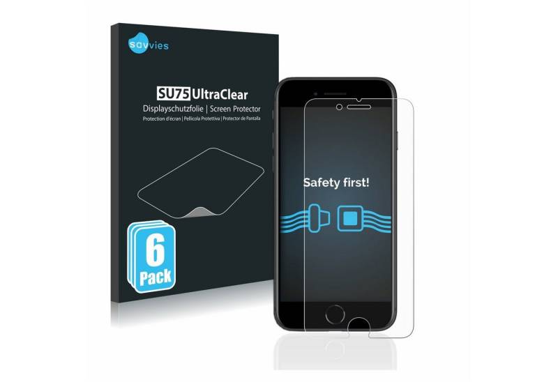 Savvies Displayschutzfolie Schutzfolie für Apple iPhone SE 2 2020, 6 Stück, 6 Stück, Displayschutz Schutz Folie Klar Transparent von Savvies