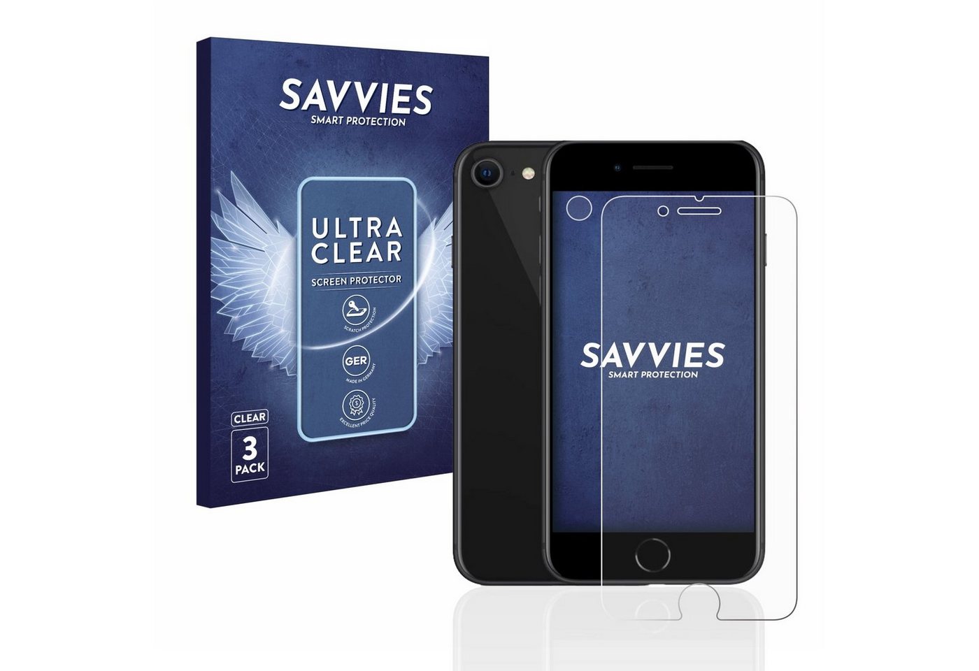 Savvies Displayschutzfolie Schutzfolie für Apple iPhone SE 2 2020 (Display+Kamera), 6 Stück, Displayschutz Schutz Folie Klar Transparent von Savvies