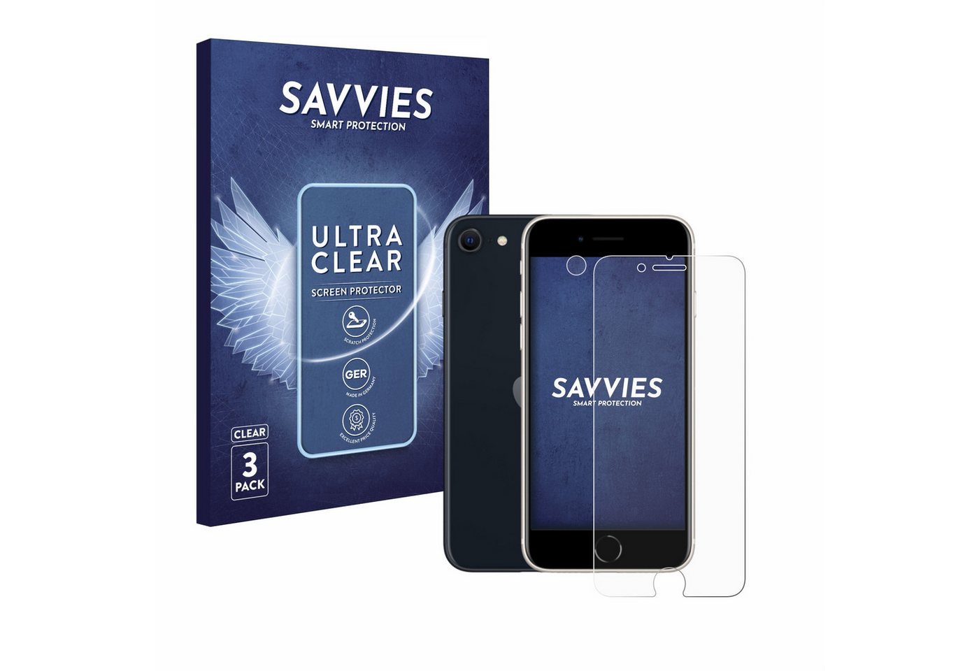 Savvies Displayschutzfolie Schutzfolie für Apple iPhone SE 3 2022 (Display+Kamera), 6 Stück, Displayschutz Schutz Folie Klar Transparent von Savvies