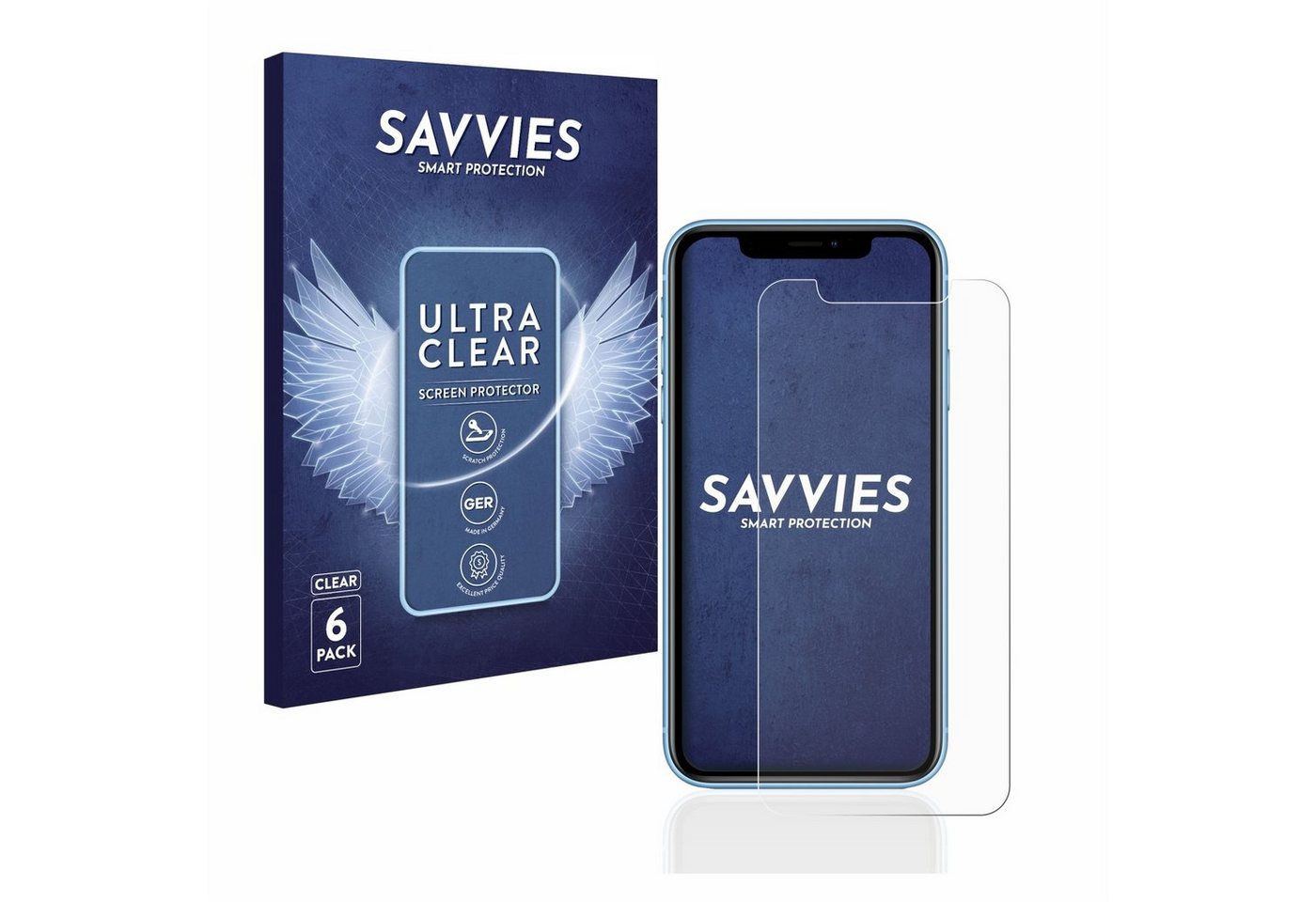 Savvies Schutzfolie für Apple iPhone XR, Displayschutzfolie, 6 Stück, Folie klar von Savvies