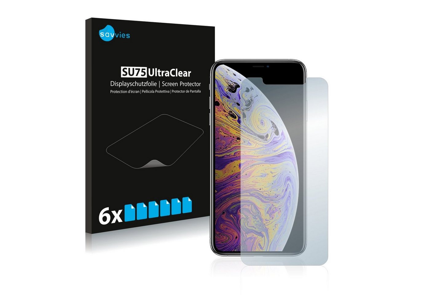 Savvies Displayschutzfolie Schutzfolie für Apple iPhone Xs Max, 6 Stück, Displayschutz Schutz Folie Klar Transparent Savvies Displayschutzfolie Schutzfolie für Apple iPhone Xs Max, 6 Stück, Displayschutz Schutz Folie Klar Transparent von Savvies