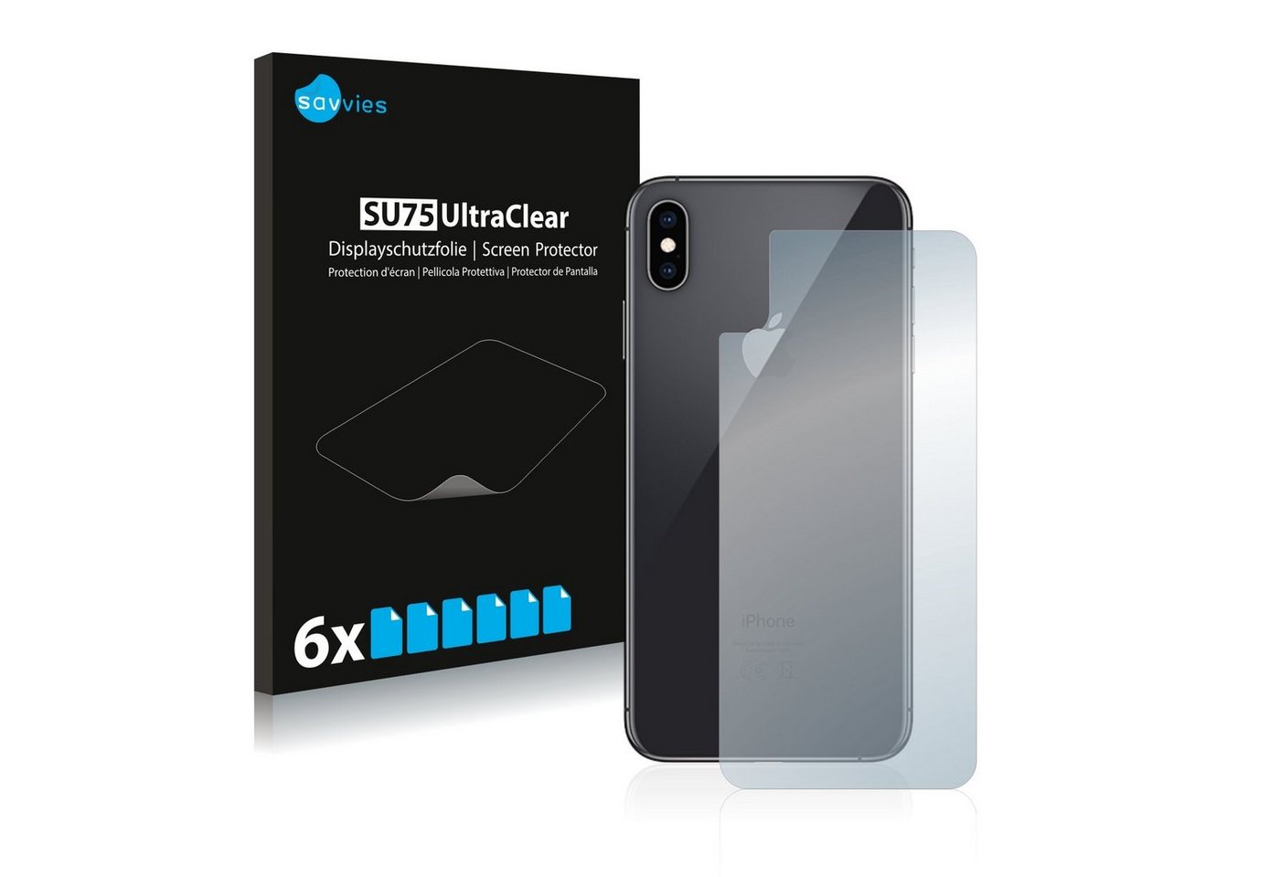 Savvies Schutzfolie für Apple iPhone Xs Max (Rückseite), Displayschutzfolie, 18 Stück, Folie klar von Savvies