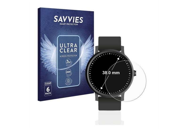 Savvies Schutzfolie für Armbanduhren (Kreisrund, ø: 38 mm), Displayschutzfolie, 6 Stück, Folie klar von Savvies