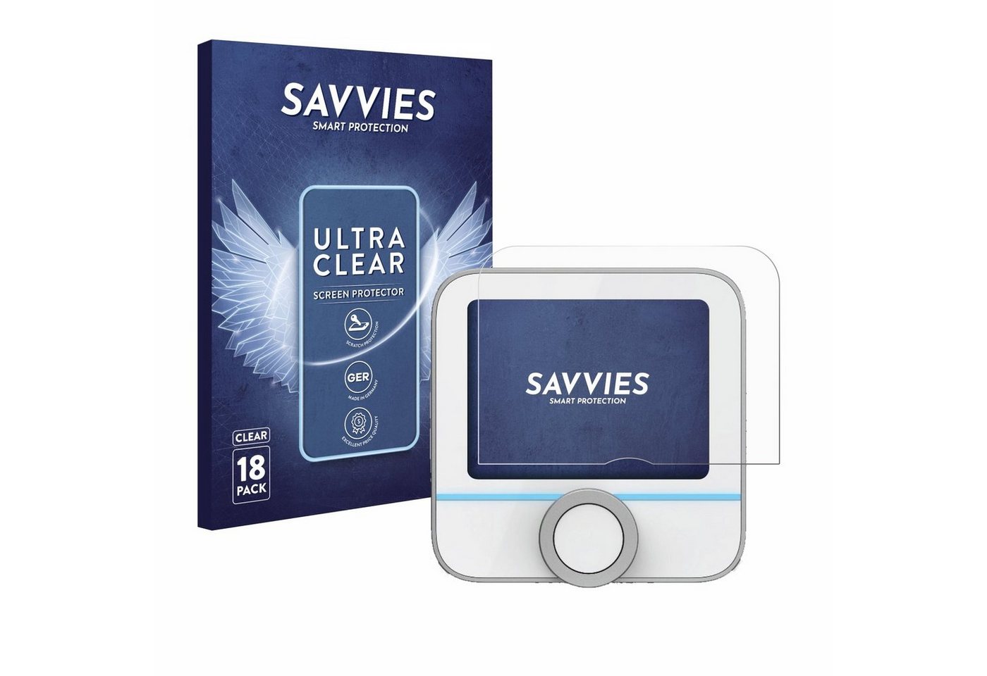 Savvies Schutzfolie für Bosch Smart Home 230 V (Raumthermostat II), Displayschutzfolie, 18 Stück, Folie klar von Savvies