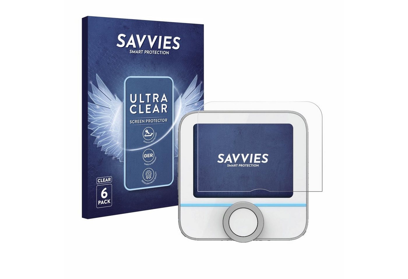 Savvies Schutzfolie für Bosch Smart Home 230 V (Raumthermostat II), Displayschutzfolie, 6 Stück, Folie klar von Savvies