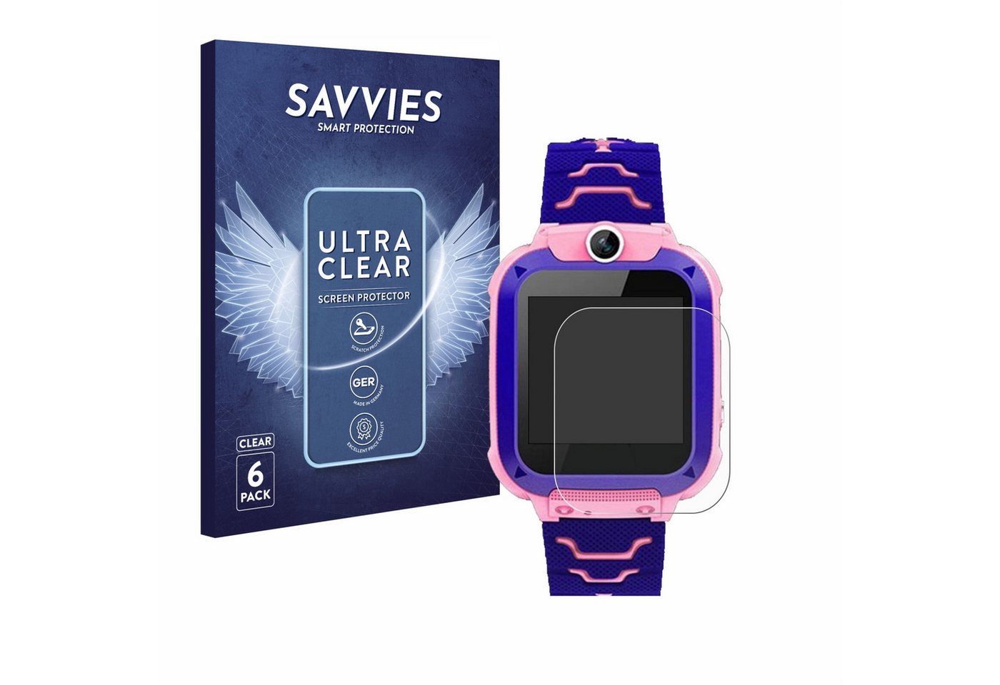 Savvies Schutzfolie für Bothergu Kids Smartwatch Q12, Displayschutzfolie, 6 Stück, Folie klar von Savvies