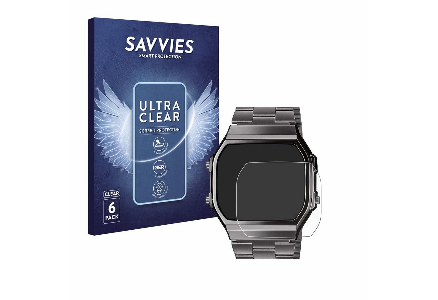 Savvies Displayschutzfolie Schutzfolie für Casio A168WEGG-1BEF, 6 Stück, Displayschutz Schutz Folie Klar Transparent Savvies Displayschutzfolie Schutzfolie für Casio A168WEGG-1BEF, 6 Stück, Displayschutz Schutz Folie Klar Transparent von Savvies