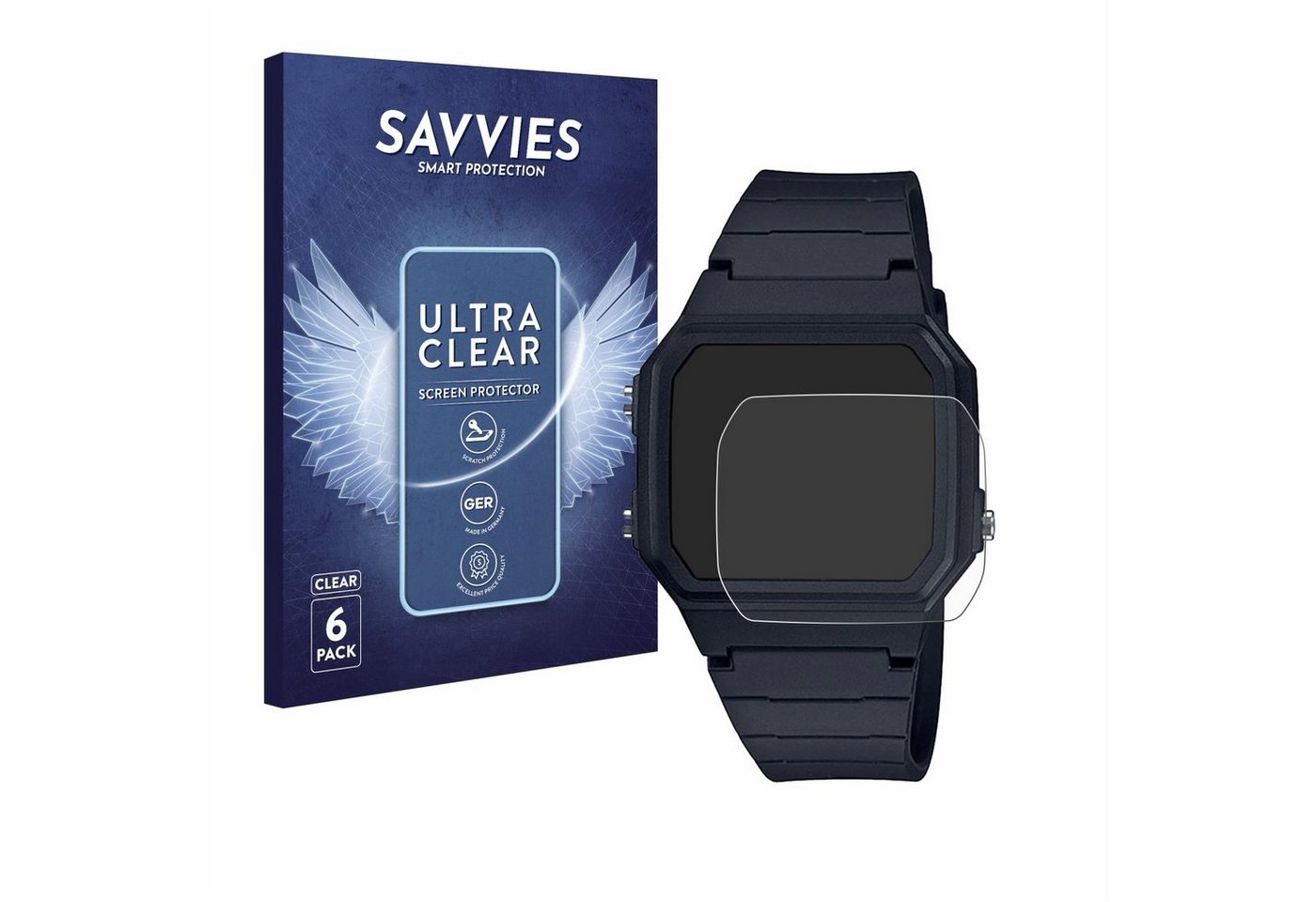Savvies Displayschutzfolie Schutzfolie für Casio Unisex F-91W, 6 Stück, Displayschutz Schutz Folie Klar Transparent Savvies Displayschutzfolie Schutzfolie für Casio Unisex F-91W, 6 Stück, Displayschutz Schutz Folie Klar Transparent von Savvies