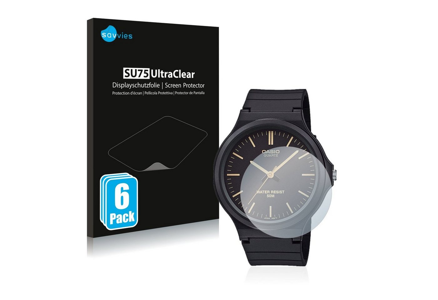 Savvies Displayschutzfolie Schutzfolie für Casio Unisex MW-240, 6 Stück, Displayschutz Schutz Folie Klar Transparent Savvies Displayschutzfolie Schutzfolie für Casio Unisex MW-240, 6 Stück, Displayschutz Schutz Folie Klar Transparent von Savvies