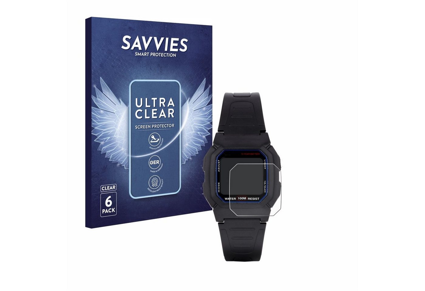 Savvies Displayschutzfolie Schutzfolie für Casio W-800H-1AVES, 6 Stück, Displayschutz Schutz Folie Klar Transparent Savvies Displayschutzfolie Schutzfolie für Casio W-800H-1AVES, 6 Stück, Displayschutz Schutz Folie Klar Transparent von Savvies