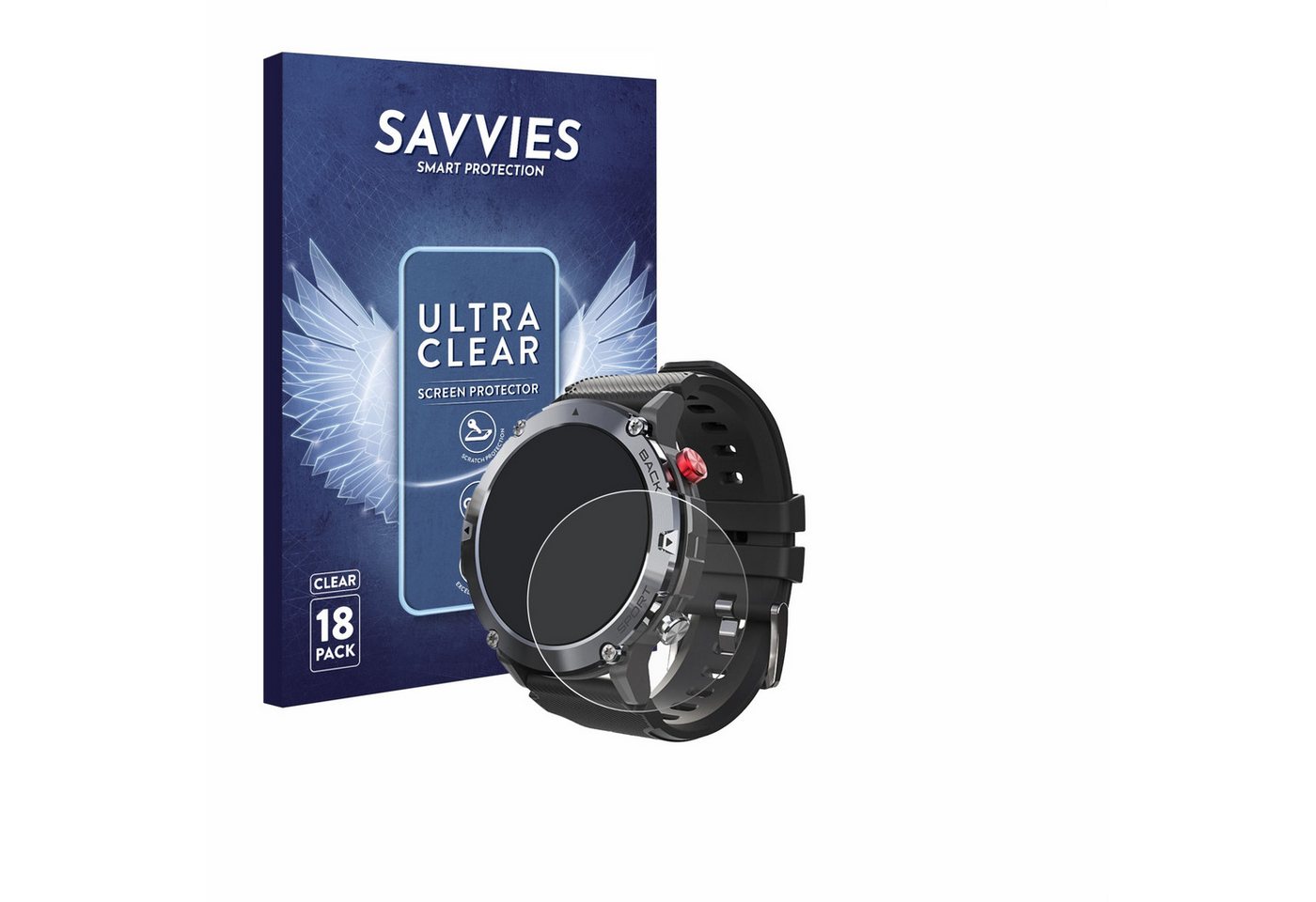 Savvies Schutzfolie für Darmowade Smartwatch 1.32, Displayschutzfolie, 18 Stück, Folie klar" von Savvies