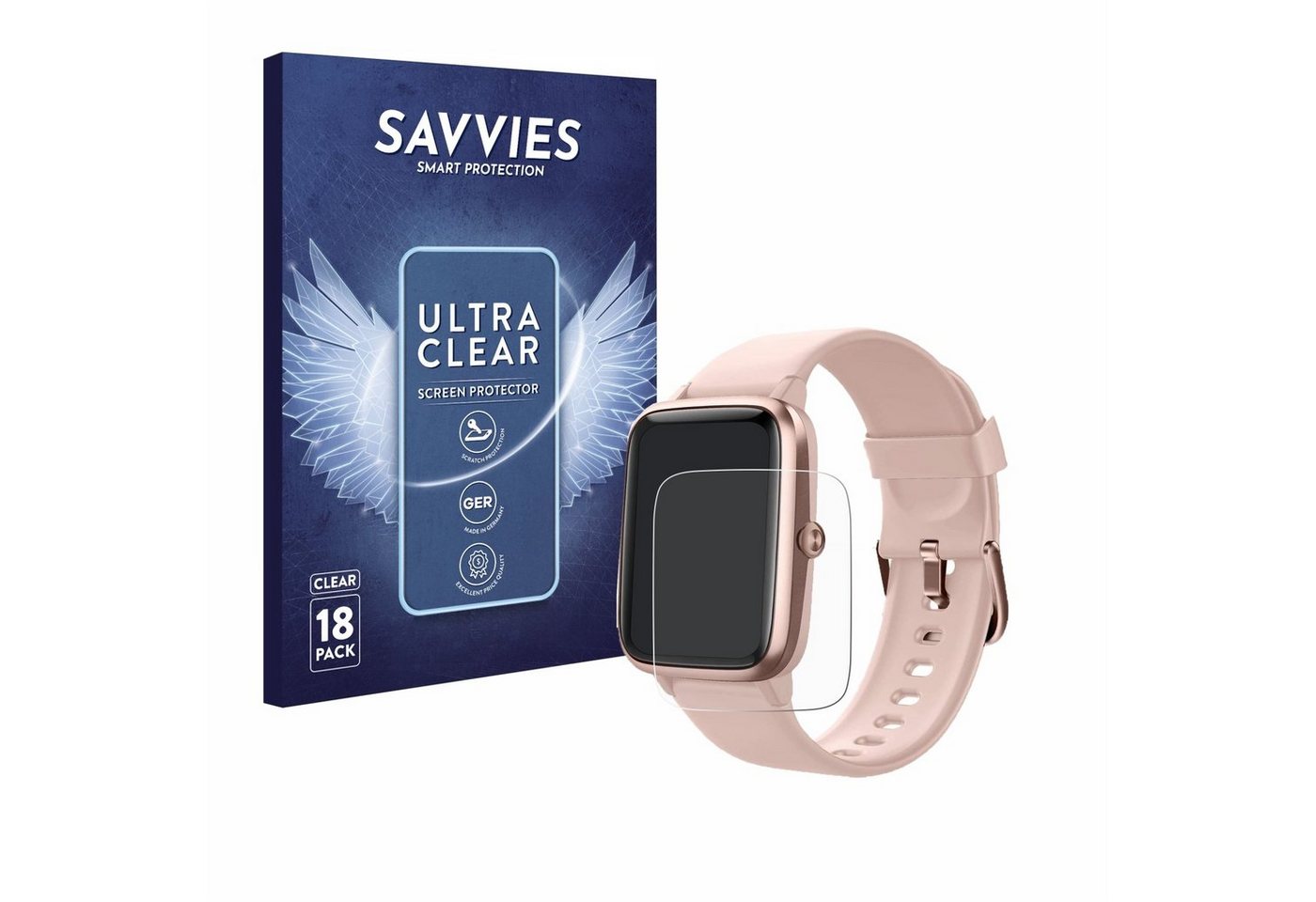 Savvies Schutzfolie für Fitpolo Smartwatch 207 1.3, Displayschutzfolie, 18 Stück, Folie klar" von Savvies